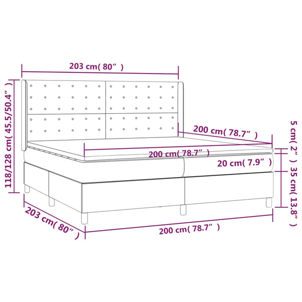 vidaXL Lit coffre avec matelas et LED Rose 200x200 cm Velours