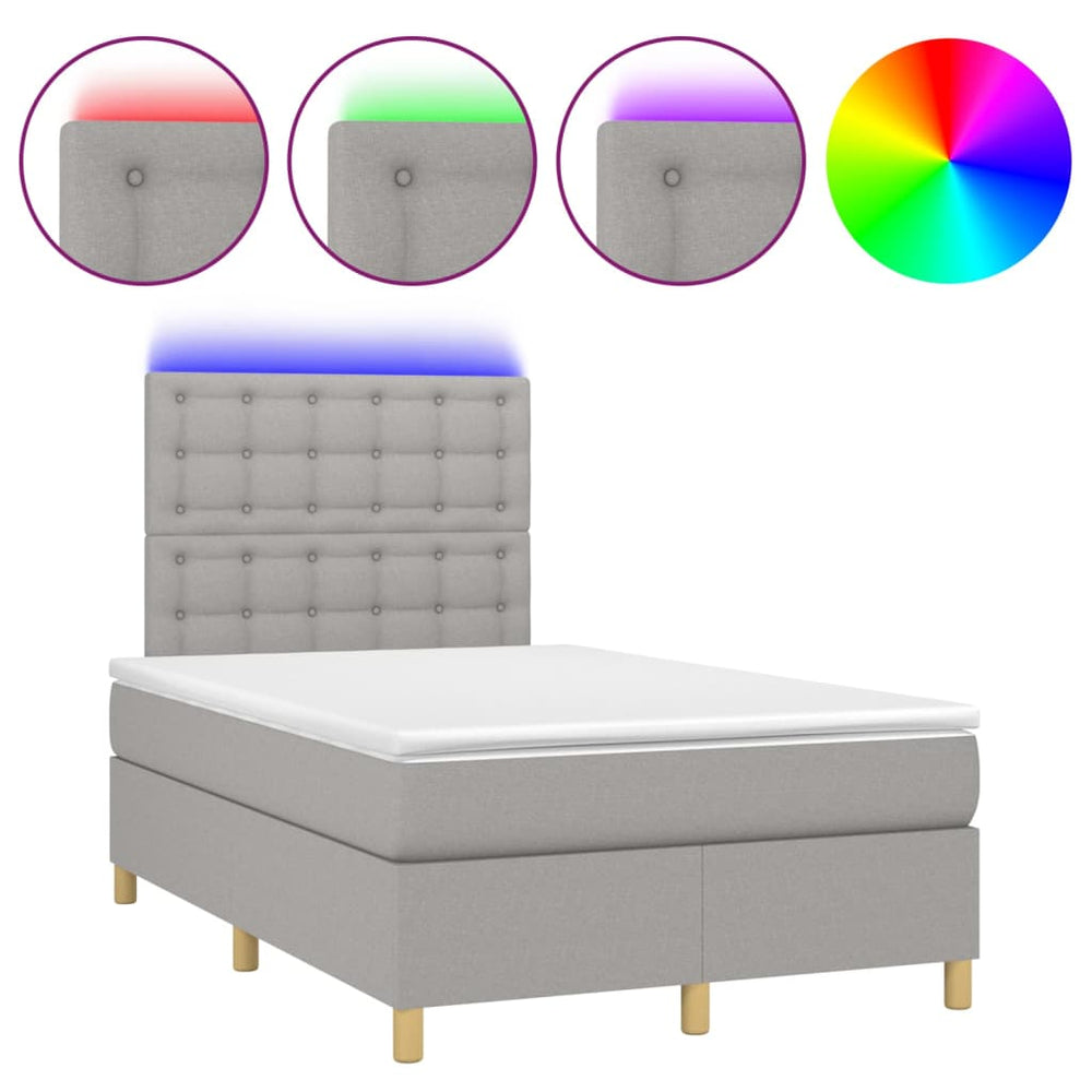 vidaXL Lit coffre avec matelas et LED Gris clair 120x200 cm Tissu