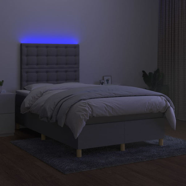 vidaXL Lit coffre avec matelas et LED Gris clair 120x200 cm Tissu