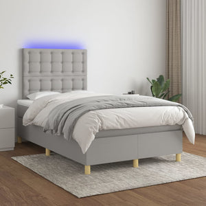 vidaXL Lit coffre avec matelas et LED Gris clair 120x200 cm Tissu