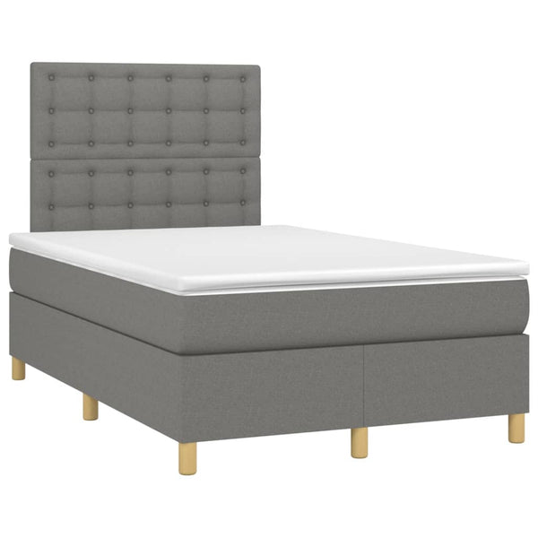 vidaXL Lit tapissier avec matelas et LED Gris foncé 120x200 cm Tissu
