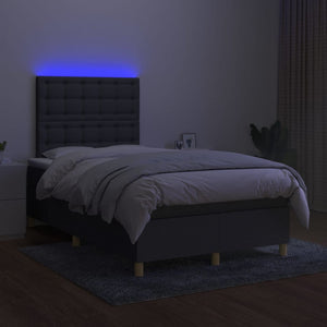 vidaXL Lit tapissier avec matelas et LED Gris foncé 120x200 cm Tissu