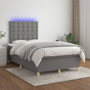 vidaXL Lit tapissier avec matelas et LED Gris foncé 120x200 cm Tissu