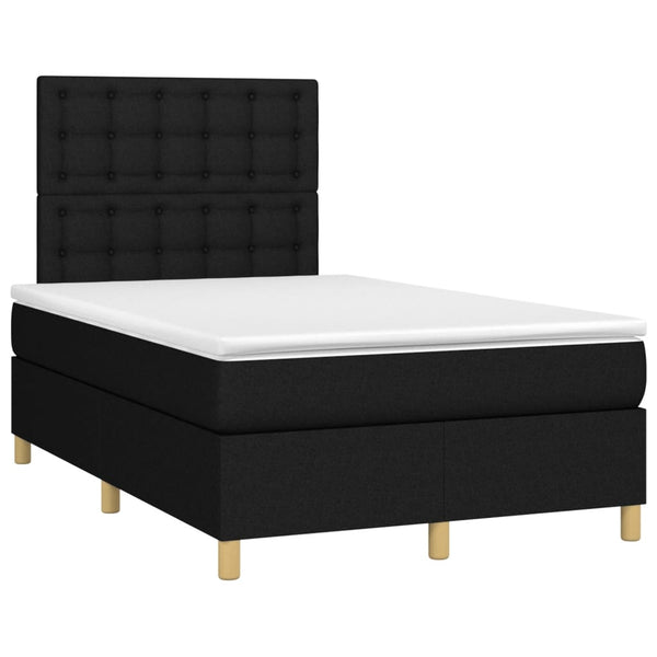 vidaXL Lit à sommier tapissier avec matelas et LED Noir 120x200 cm Tissu