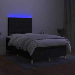 vidaXL Lit à sommier tapissier avec matelas et LED Noir 120x200 cm Tissu