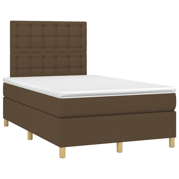 vidaXL Lit tapissier avec matelas et LED Marron foncé 120x200 cm Tissu