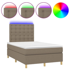 vidaXL Lit tapissier avec matelas et LED Taupe 120x200 cm Tissu