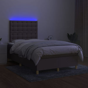vidaXL Lit tapissier avec matelas et LED Taupe 120x200 cm Tissu