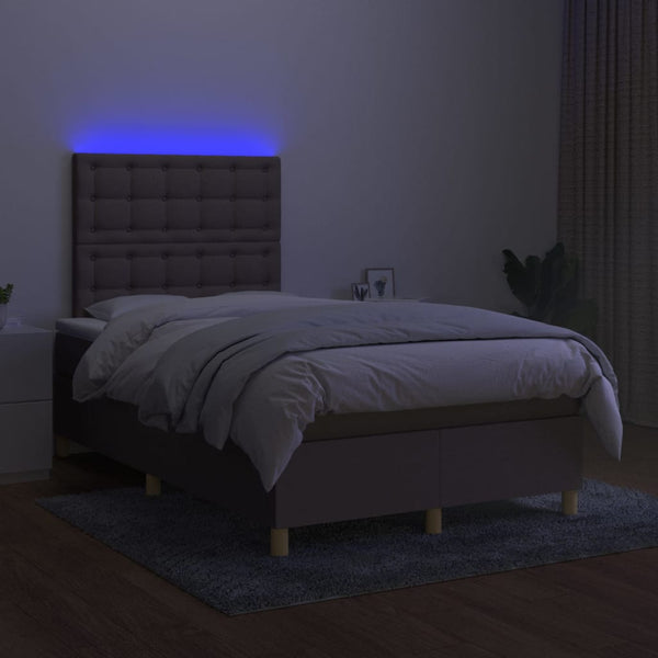 vidaXL Lit tapissier avec matelas et LED Taupe 120x200 cm Tissu