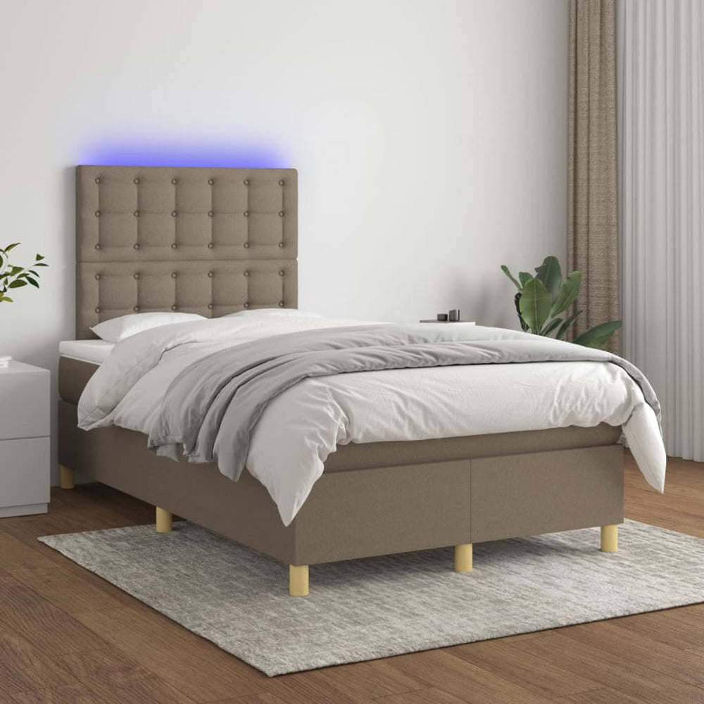 vidaXL Lit tapissier avec matelas et LED Taupe 120x200 cm Tissu