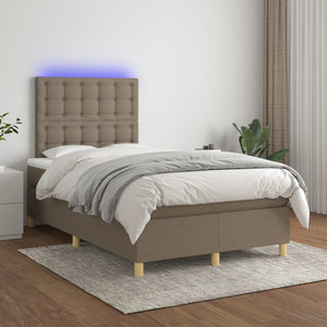 vidaXL Lit tapissier avec matelas et LED Taupe 120x200 cm Tissu