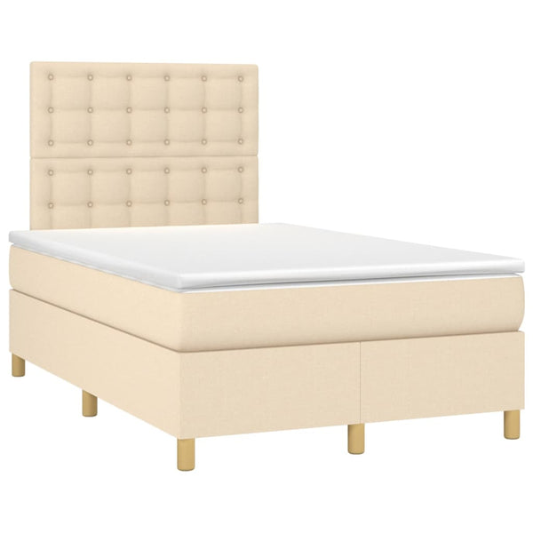 vidaXL Lit avec matelas et LED crème 120x200 cm Tissu