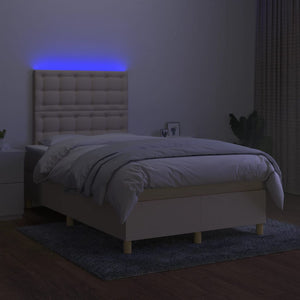 vidaXL Lit avec matelas et LED crème 120x200 cm Tissu