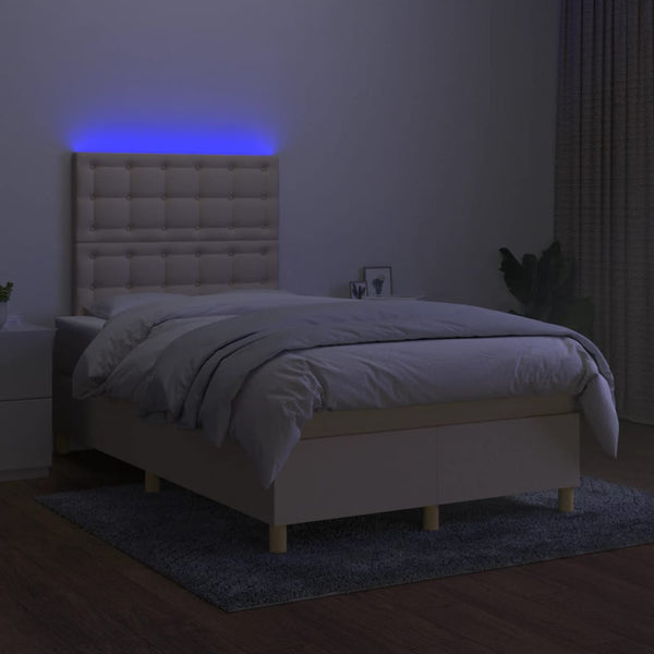 vidaXL Lit avec matelas et LED crème 120x200 cm Tissu