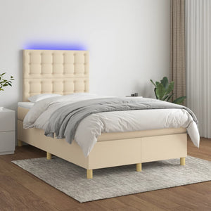 vidaXL Lit avec matelas et LED crème 120x200 cm Tissu