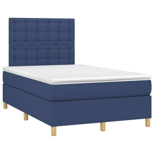 vidaXL Lit à sommier tapissier avec matelas et LED bleu 120x200 cm Tissu
