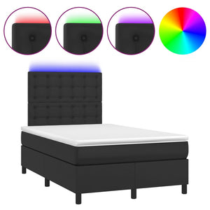 vidaXL Lit coffre avec matelas et LED Noir 120x200 cm Similicuir