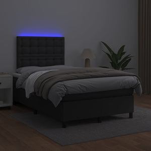 vidaXL Lit coffre avec matelas et LED Noir 120x200 cm Similicuir