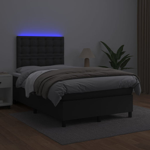 vidaXL Lit coffre avec matelas et LED Noir 120x200 cm Similicuir