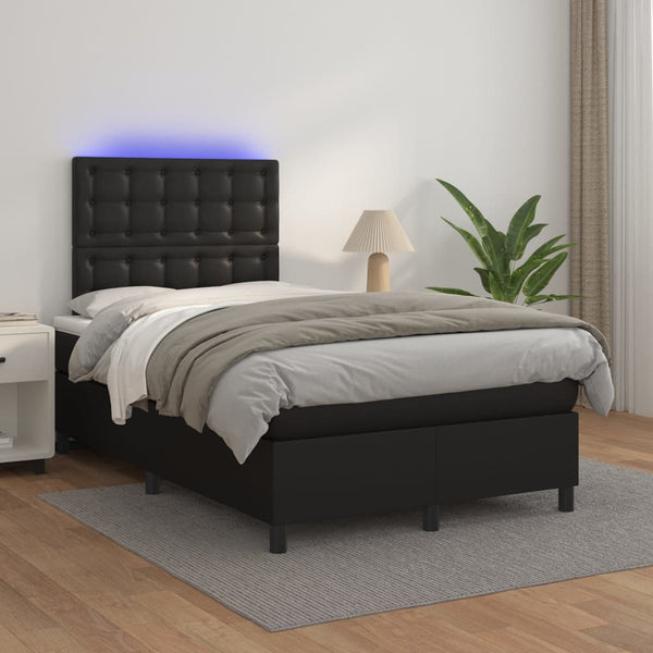 vidaXL Lit coffre avec matelas et LED Noir 120x200 cm Similicuir