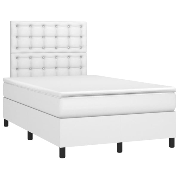 vidaXL Lit coffre avec matelas et LED Blanc 120x200 cm Similicuir