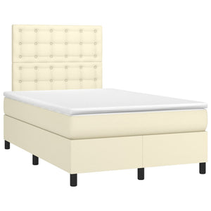 Boxspringbett mit Matratze & LED Creme 120x200 cm Kunstleder