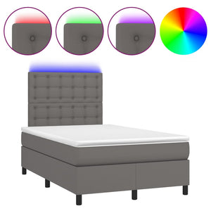 vidaXL Lit boxspring avec matelas et LED gris 120x200 cm similicuir