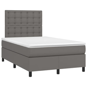 vidaXL Lit boxspring avec matelas et LED gris 120x200 cm similicuir