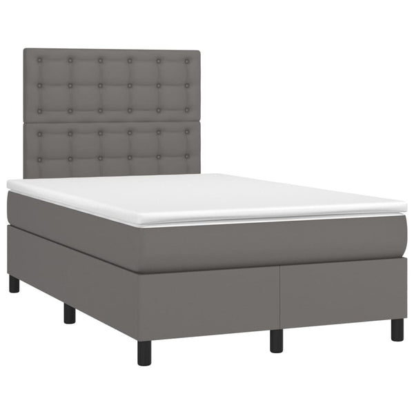 vidaXL Lit boxspring avec matelas et LED gris 120x200 cm similicuir
