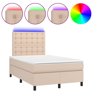 vidaXL Lit coffre avec matelas et LED Marron cappuccino 120x200cm