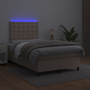 vidaXL Lit coffre avec matelas et LED Marron cappuccino 120x200cm