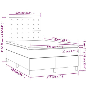 vidaXL Lit coffre avec matelas et LED Marron cappuccino 120x200cm