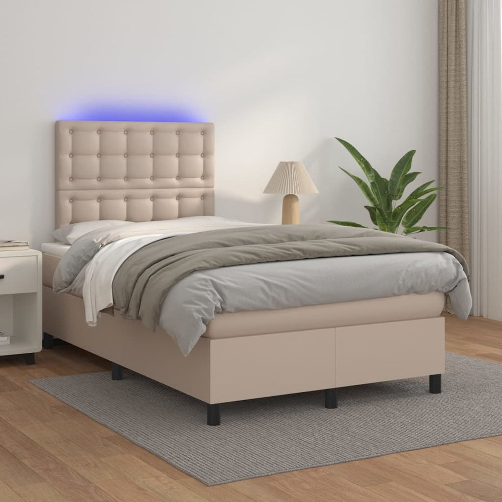 vidaXL Lit coffre avec matelas et LED Marron cappuccino 120x200cm
