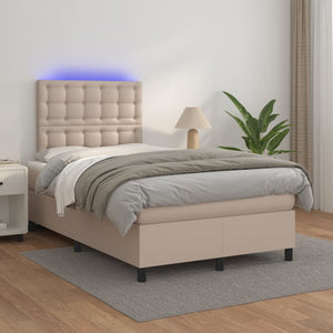 vidaXL Lit coffre avec matelas et LED Marron cappuccino 120x200cm