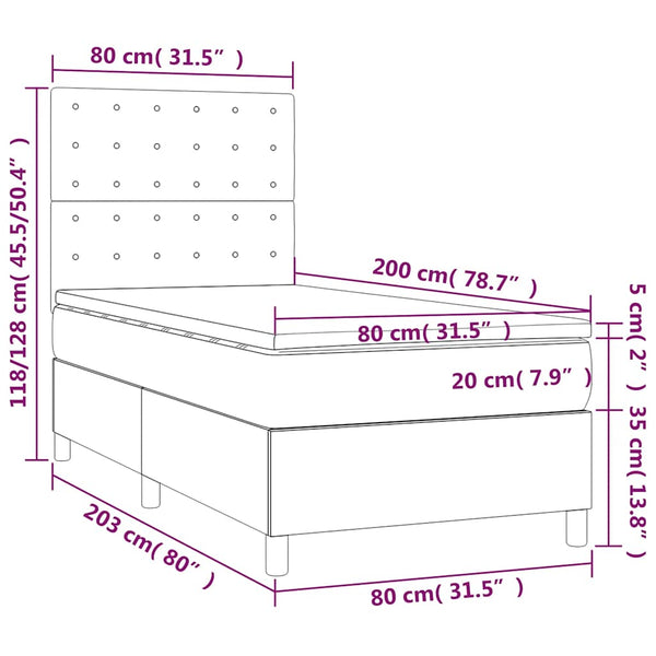 Boxspringbett mit Matratze & LED Dunkelgrün 80x200 cm Samt