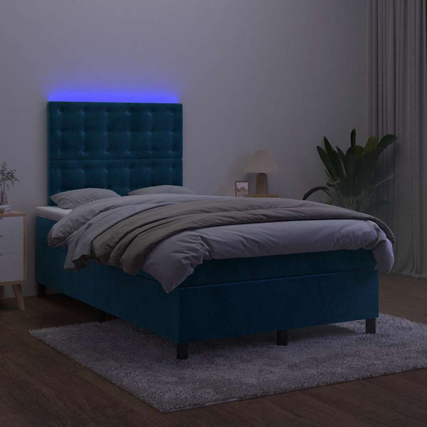 Boxspringbett mit Matratze & LED Dunkelblau 120x200 cm Samt