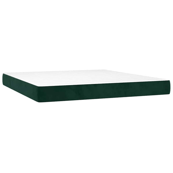 Boxspringbett mit Matratze & LED Dunkelgrün 160x200 cm Samt