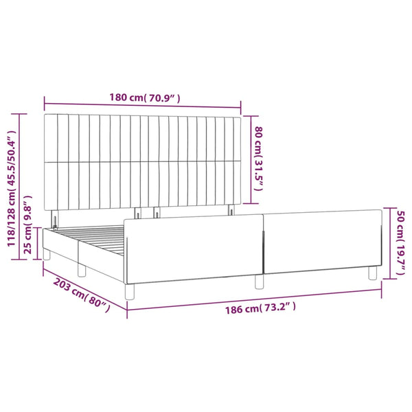 Bettgestell ohne Matratze Blau 180x200 cm Stoff