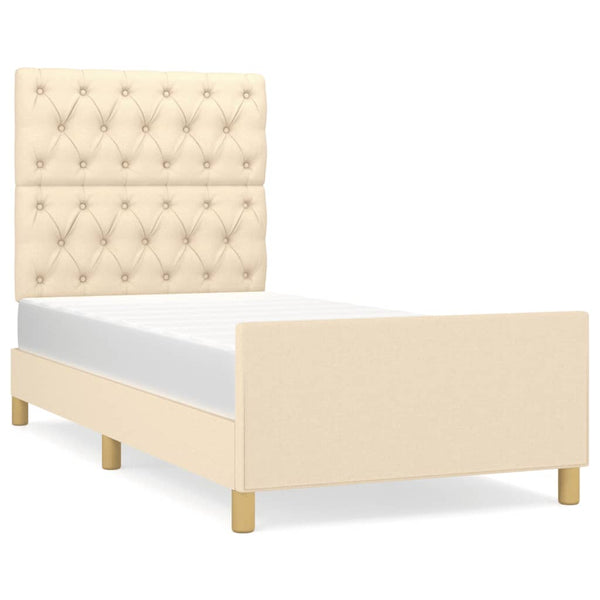 Bettgestell ohne Matratze Creme 80x200 cm Stoff