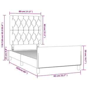 Bettgestell ohne Matratze Blau 80x200 cm Stoff