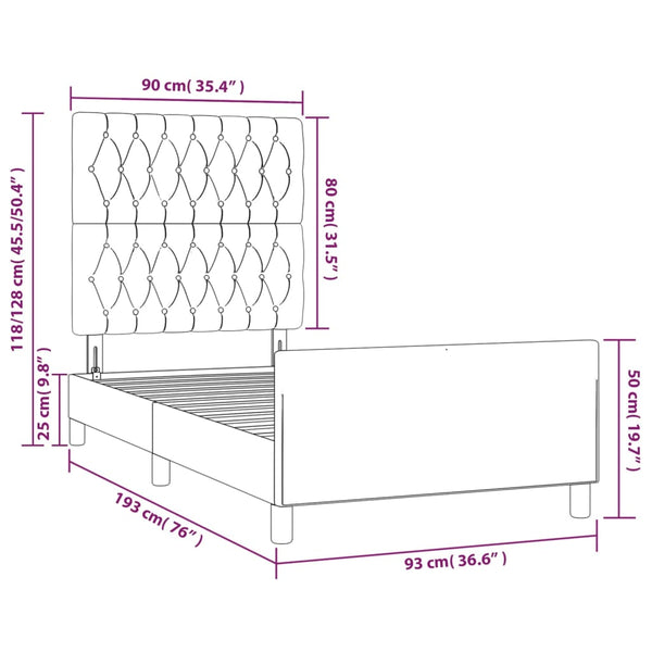Bettgestell ohne Matratze Schwarz 90x190 cm Stoff