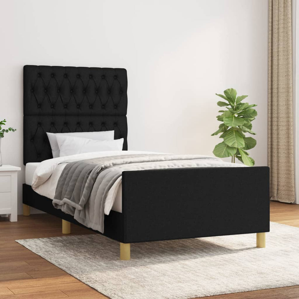 vidaXL Cadre de lit sans matelas Noir 90x190 cm Tissu