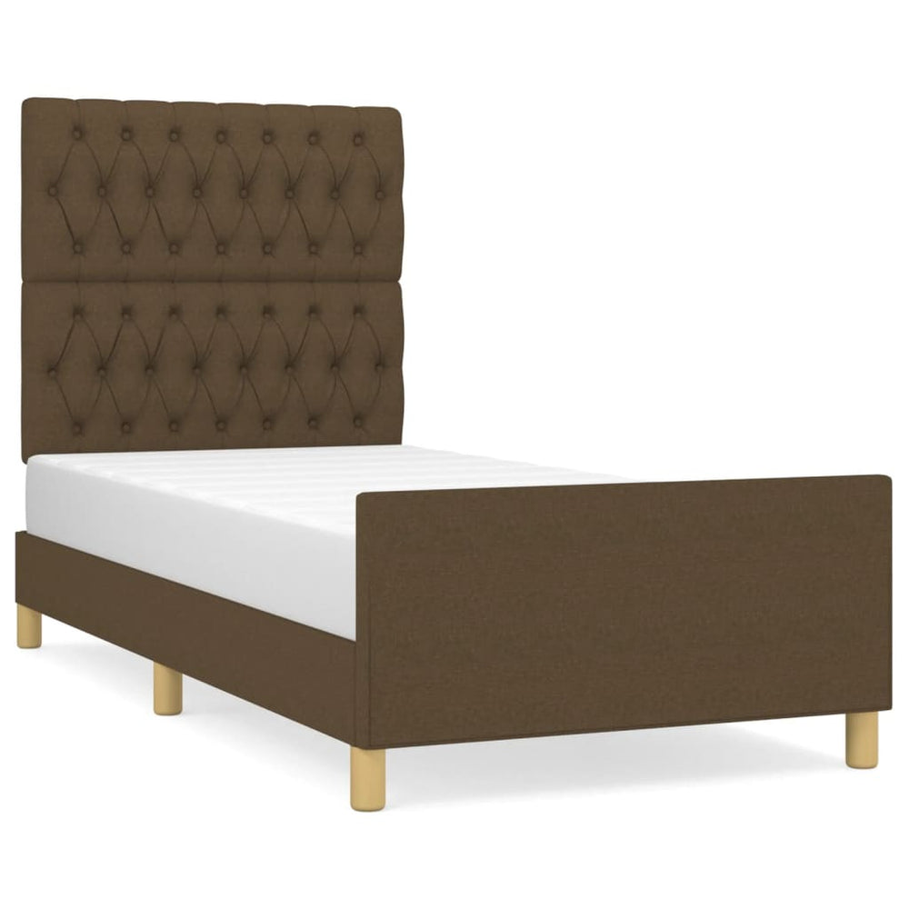 vidaXL Cadre de lit sans matelas Marron foncé 90x190 cm Tissu