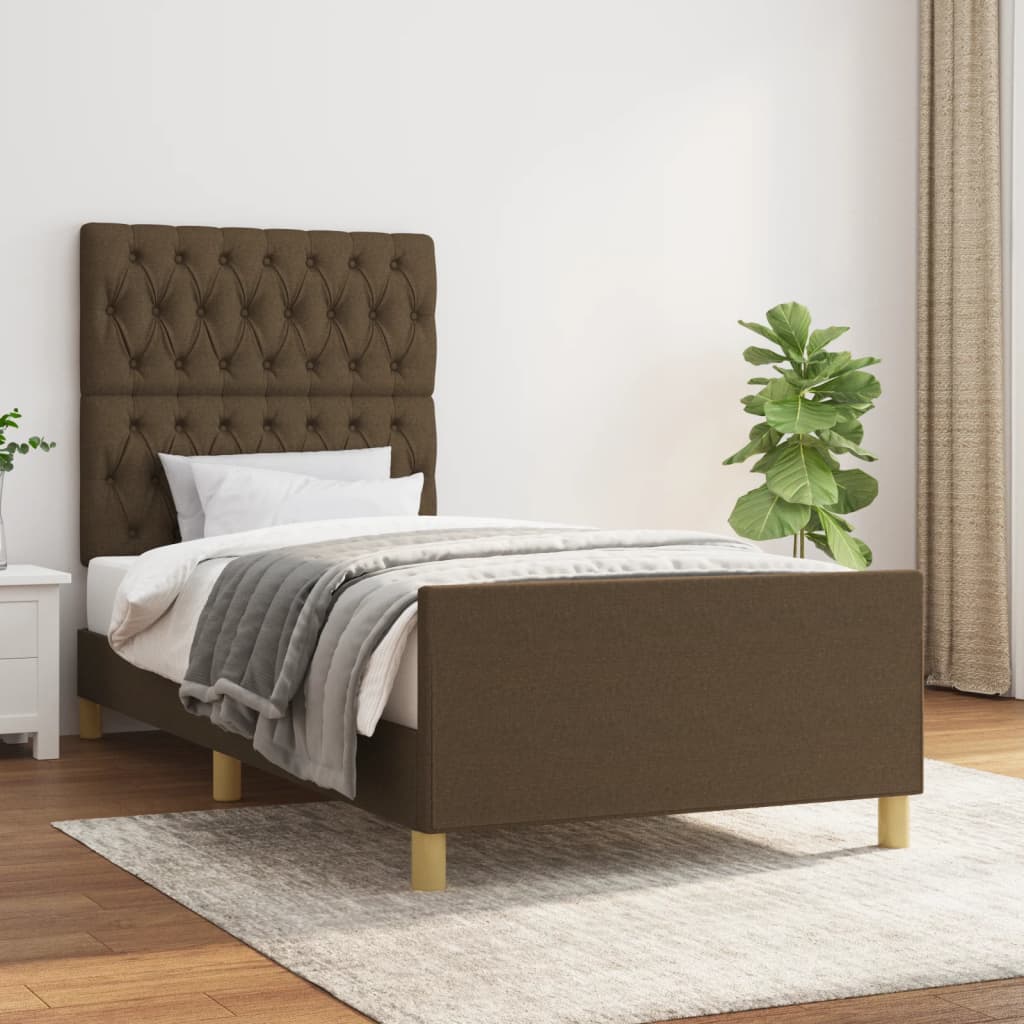 Bettgestell ohne Matratze Dunkelbraun 90x190 cm Stoff