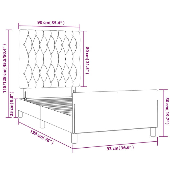 Bettgestell ohne Matratze Creme 90x190 cm Stoff
