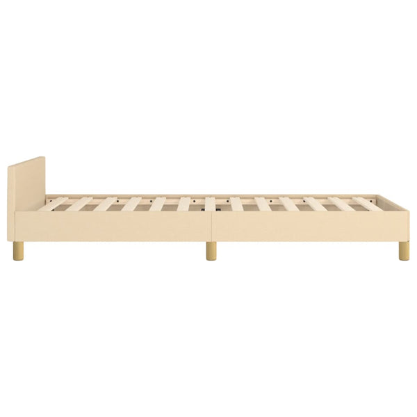 Bettgestell ohne Matratze Creme 90x190 cm Stoff