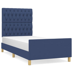 Bettgestell ohne Matratze Blau 90x190 cm Stoff