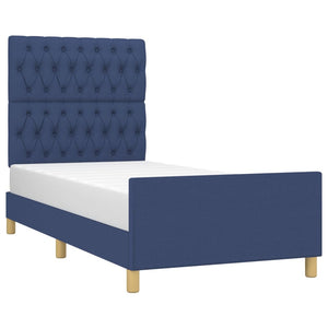 Bettgestell ohne Matratze Blau 90x190 cm Stoff
