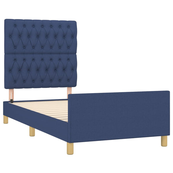 Bettgestell ohne Matratze Blau 90x190 cm Stoff