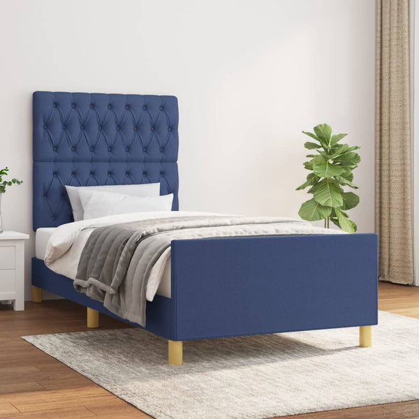 Bettgestell ohne Matratze Blau 90x190 cm Stoff